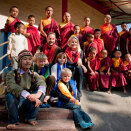 At Passingdang Monastery with the monks and Gyatso Tongden Lepcha, the host of Mayal Lyang homestay (Photo: NRK)